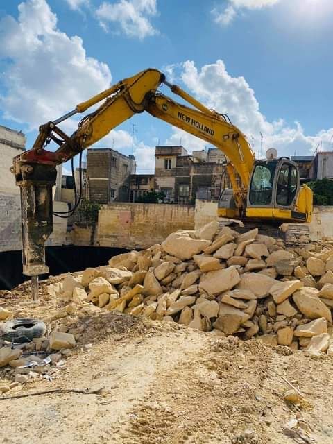 construction site crawler rubble