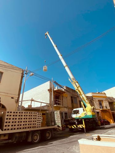 Crane construction machinery in street