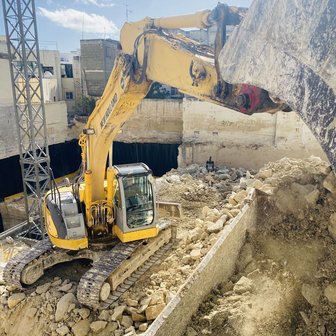 construction site crawler rubble
